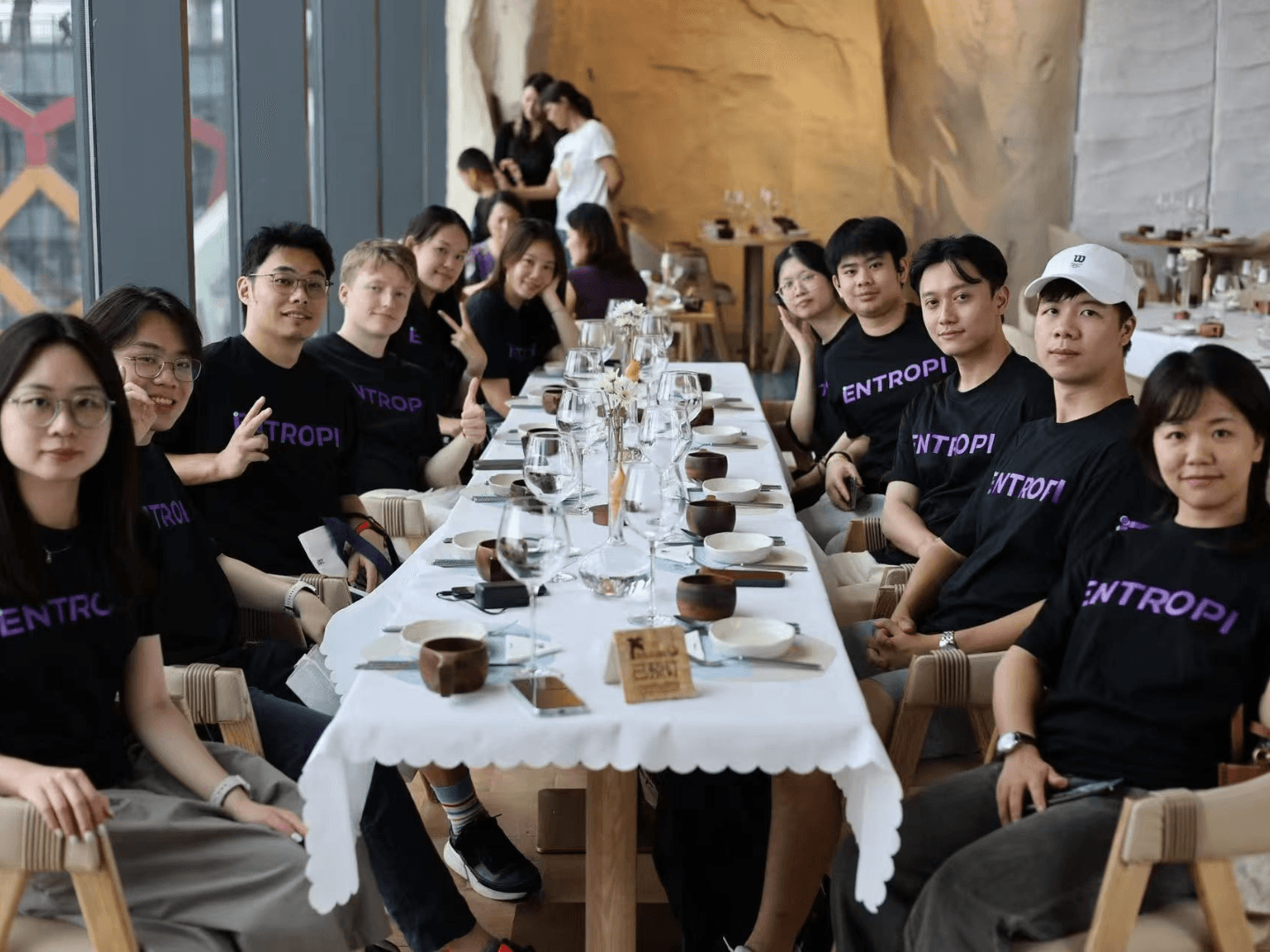 The ENTROPI team at a team dinner